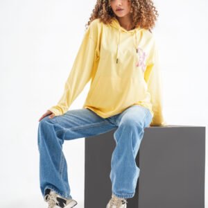Butterfly Vision Long Sleeve Hoodie – Yellow (Back Graphic Print)
