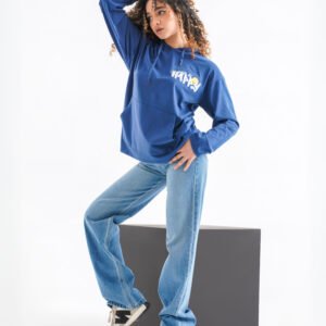 Smile Be Happy Long Sleeve Shirt – Deep Blue (Playful Mood Print)