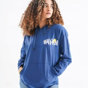Smile Be Happy Long Sleeve Shirt – Deep Blue (Playful Mood Print)