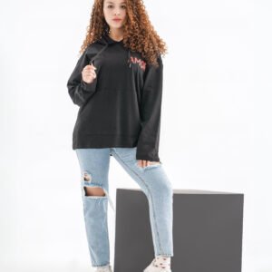 Amore Echo Long Sleeve Shirt – Black (All-Over Text Print)