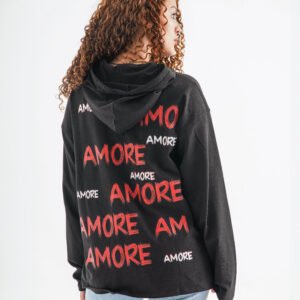 Amore Echo Long Sleeve Shirt – Black (All-Over Text Print)