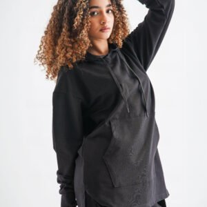 Shadow Flow Long Sleeve Hoodie – Jet Black (Minimalist Streetwear Edition)