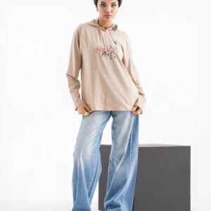 Urban Joy Long Sleeve Shirt – Sand Beige (All-Over Text Print)