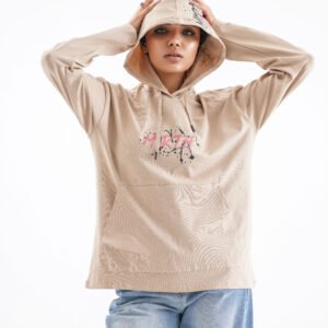 Urban Joy Long Sleeve Shirt – Sand Beige (All-Over Text Print)