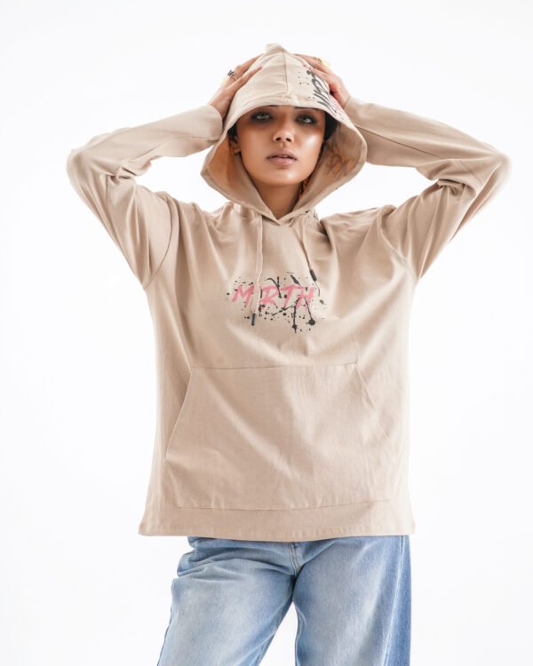 Urban Joy Long Sleeve Shirt – Sand Beige (All-Over Text Print) - Image 2