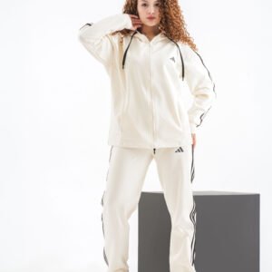 Urban Flow Tracksuit Set – Off-White (Two-Piece Hoodie & Pants)