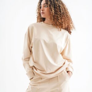 Urban Flow Tracksuit Set – Sandstone Beige (Two-Piece Sweatshirt & Pants)