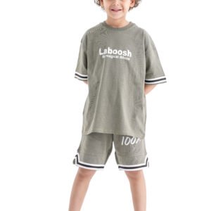 Laboosh 100% Famous Set – Olive (Slogan Graphic Tee & Shorts)