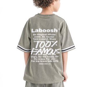 Laboosh 100% Famous Set – Olive (Slogan Graphic Tee & Shorts)