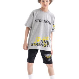 Inner Strength Urban Set – Grey (Graphic Tee & Shorts)