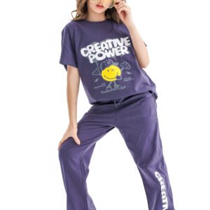 Creative Power Street Set – Purple (Character Graphic Tee & Pants)