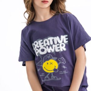 Creative Power Street Set – Purple (Character Graphic Tee & Pants)