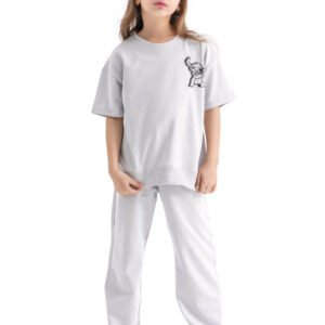 Stitch Street Vibe Set – Light Grey (Character Graphic Tee & Pants)
