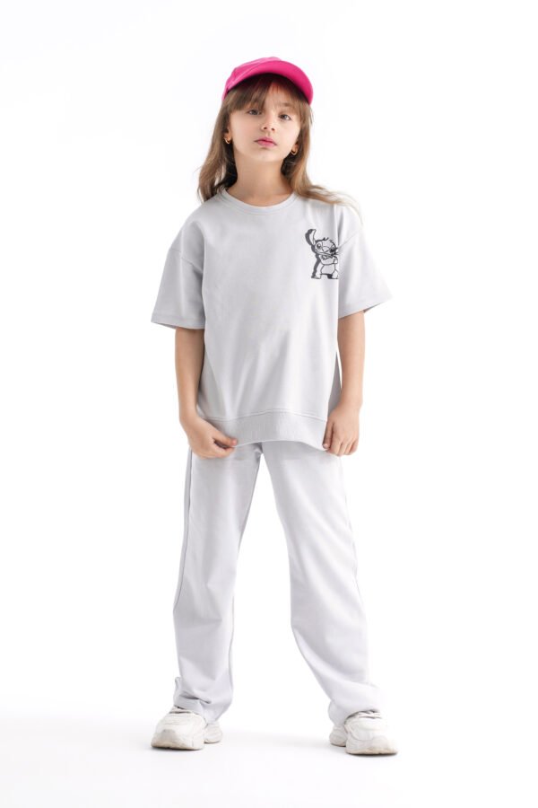 Stitch Street Vibe Set – Light Grey (Character Graphic Tee & Pants)