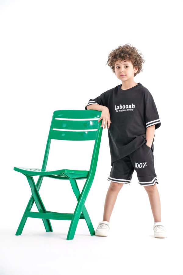 Laboosh 100% Famous Set – Black (Statement Graphic Tee & Shorts)