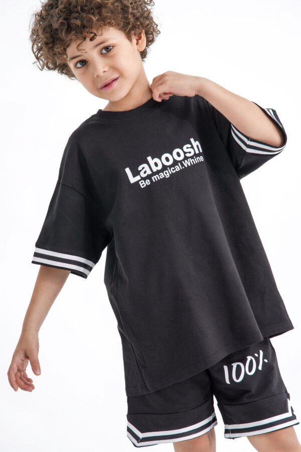 Laboosh 100% Famous Set – Black (Statement Graphic Tee & Shorts) - Image 3
