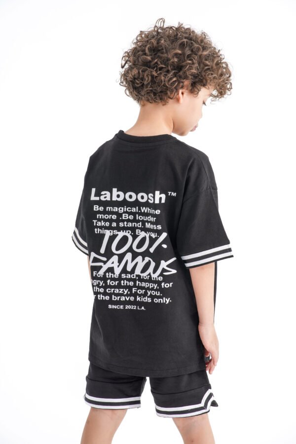 Laboosh 100% Famous Set – Black (Statement Graphic Tee & Shorts) - Image 2