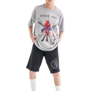 Spider-Man Hero Power Set – Grey & Black (Character Graphic Tee & Shorts)