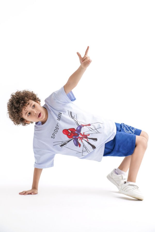 Spider-Man Hero Power Set – Blue (Character Graphic Tee & Shorts) - Image 4