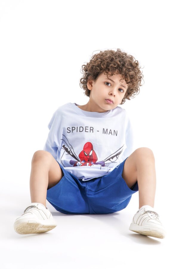Spider-Man Hero Power Set – Blue (Character Graphic Tee & Shorts) - Image 3