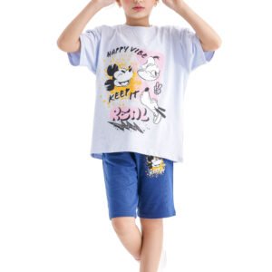 Disney Vibe Set – Lilac & Blue (Mickey & Donald Graphic Tee & Shorts)