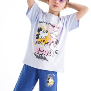 Disney Vibe Set – Lilac & Blue (Mickey & Donald Graphic Tee & Shorts)