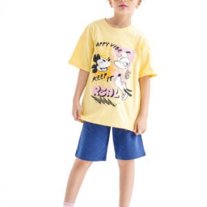 Keep It Real Set – Yellow & Blue (Character Graphic Tee & Shorts)