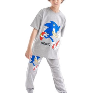 Sonic Street Vibe Set – Grey (Character Graphic Tee & Pants)