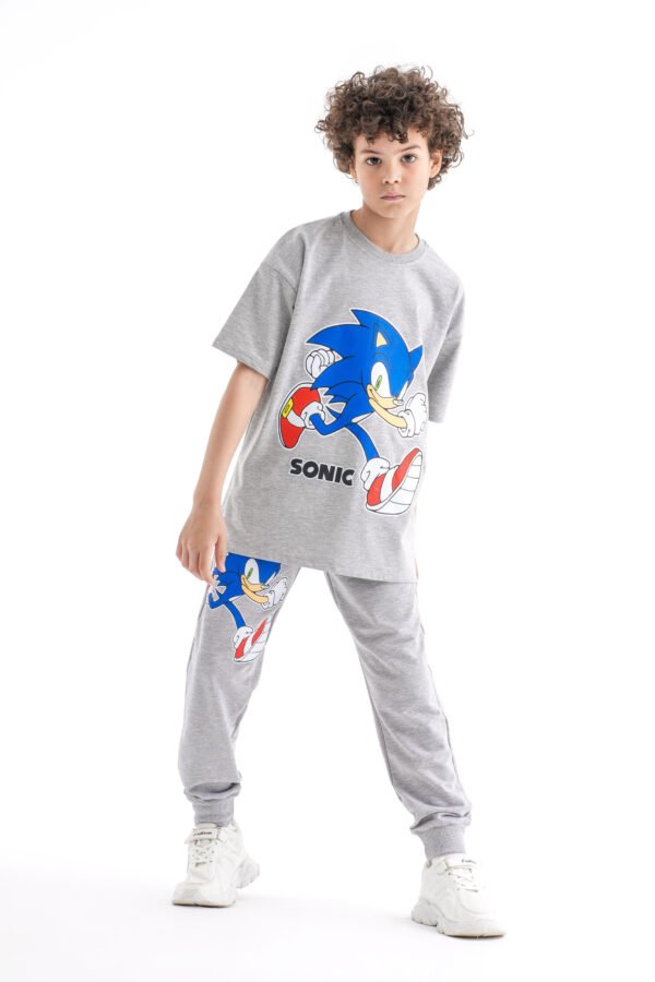 Sonic Street Vibe Set – Grey (Character Graphic Tee & Pants)