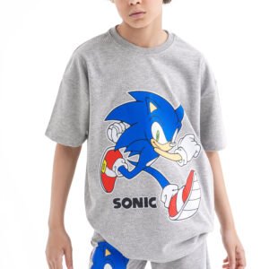 Sonic Street Vibe Set – Grey (Character Graphic Tee & Pants)