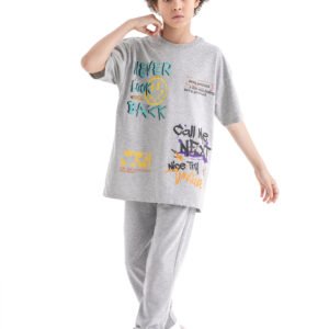 Graffiti Vibe Set – Grey (Statement Graphic Tee & Pants)