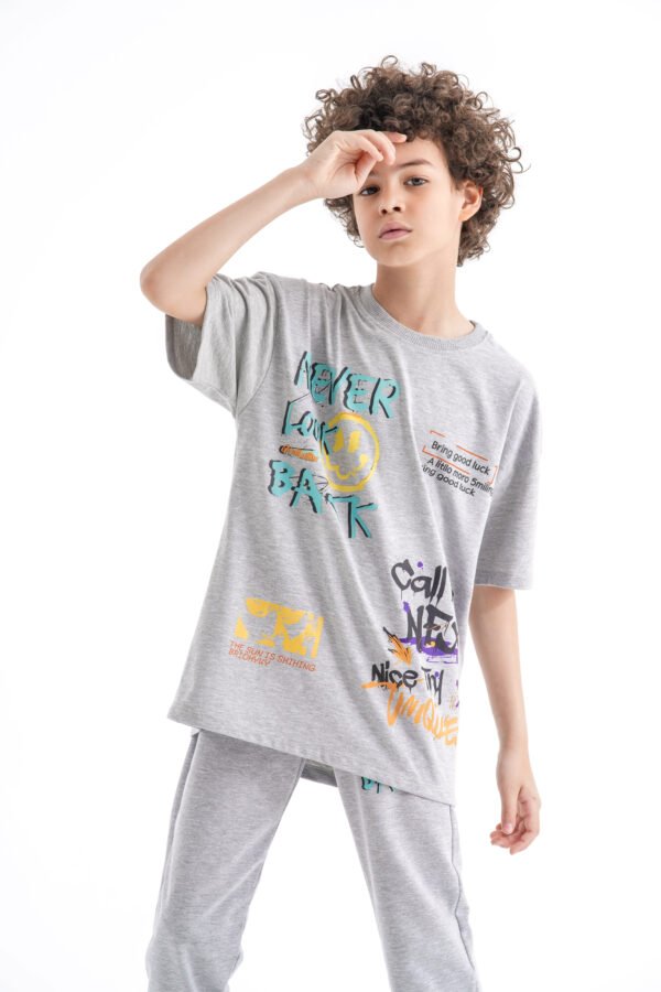 Graffiti Vibe Set – Grey (Statement Graphic Tee & Pants) - Image 4