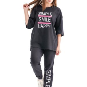 Simple Smile Happy Set – Black (Positive Vibes Tee & Pants)