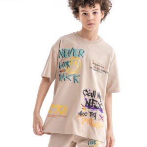 Graffiti Vibe Set – Beige (Statement Graphic Tee & Pants)