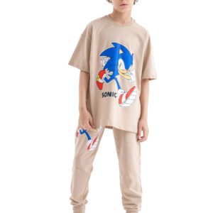 Sonic Speed Set – Beige (Character Graphic Tee & Pants)